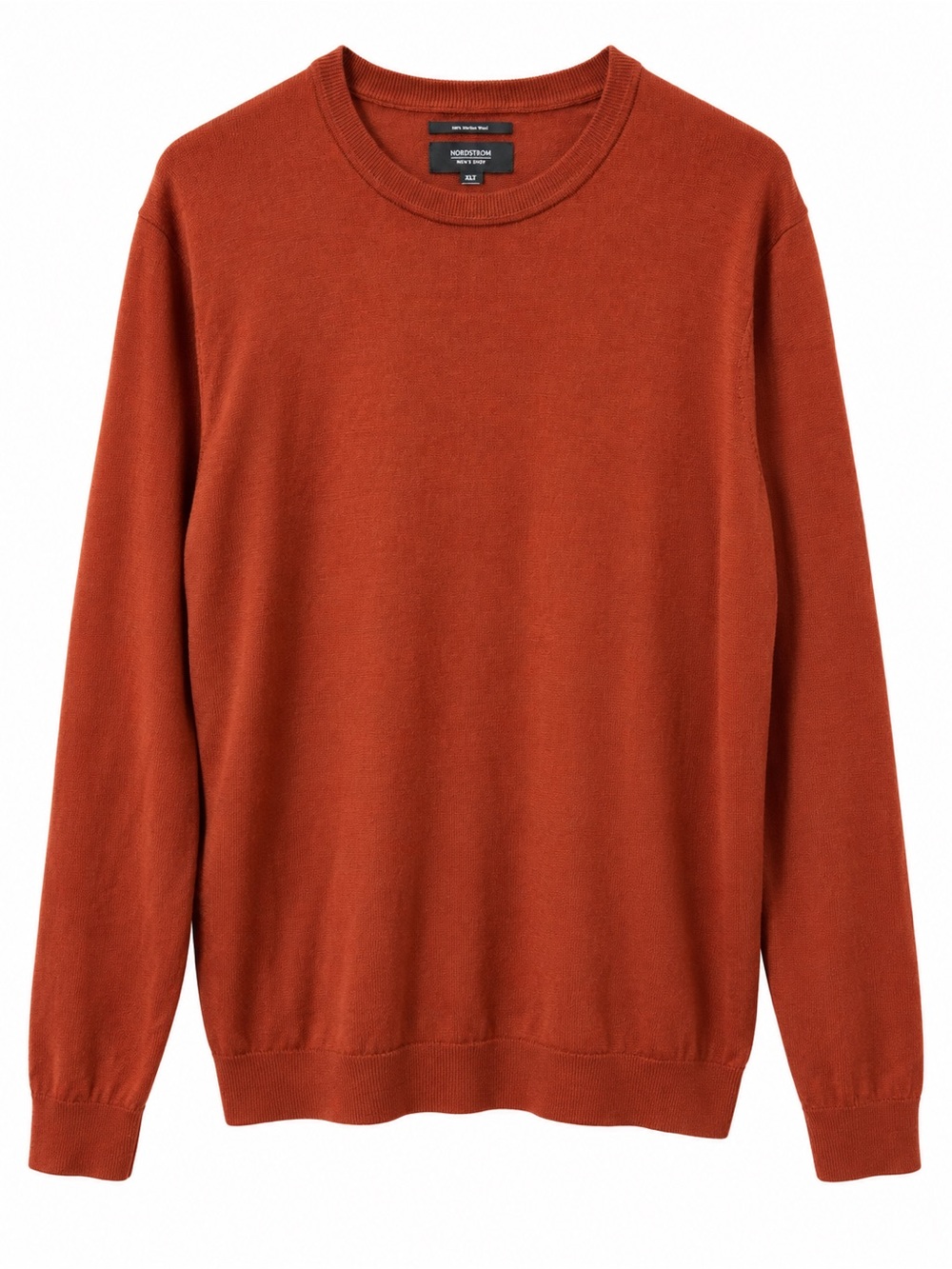 Nordstrom Men’s Shop XLT Sweater 100% Merino Wool Burnt Orange Crewneck